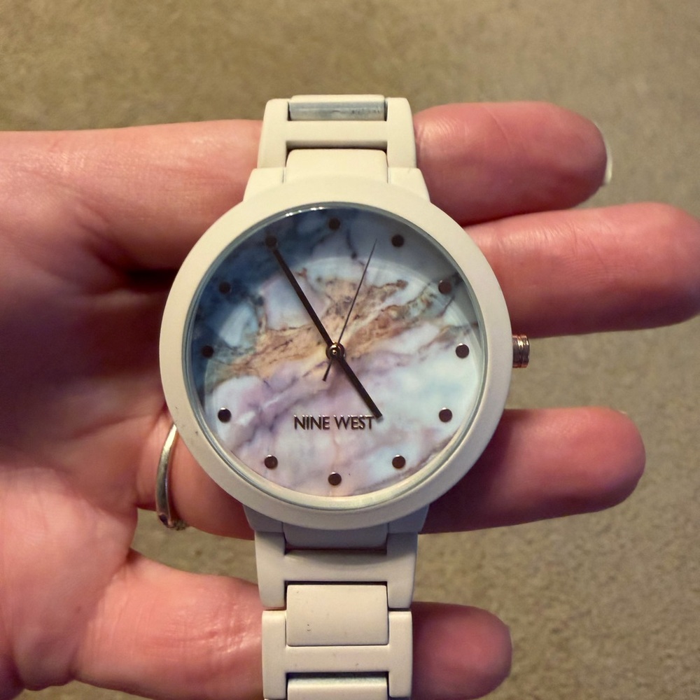 Nine West pale pink Watch with Marble Face